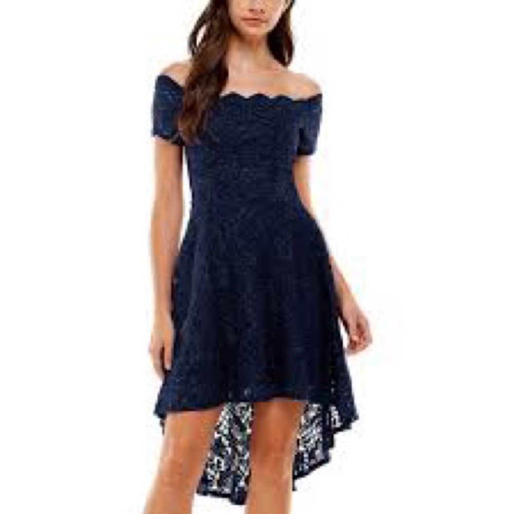 City Studio Formal Dress Juniors Sz 0  Lace Knee Length Fit and Flare Hi Low